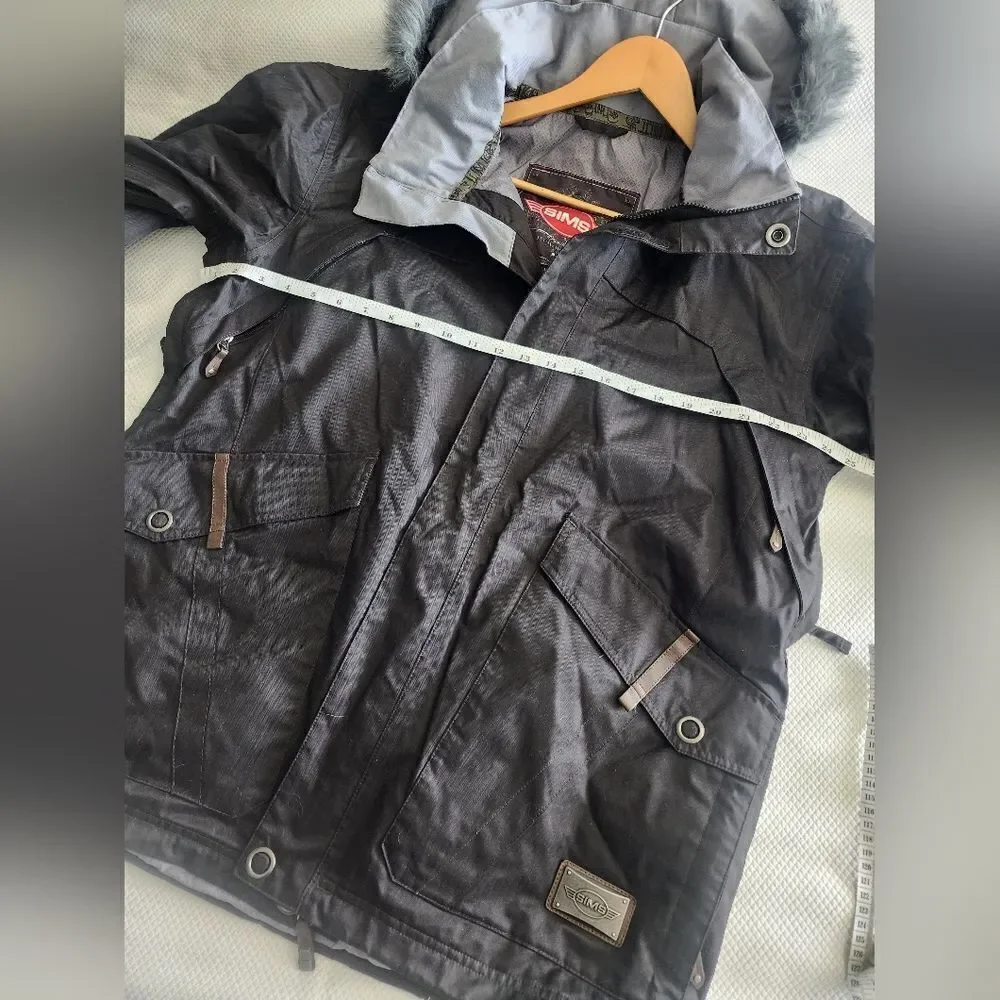 SIMS Snowboarding Black Jacket with Fur Hood